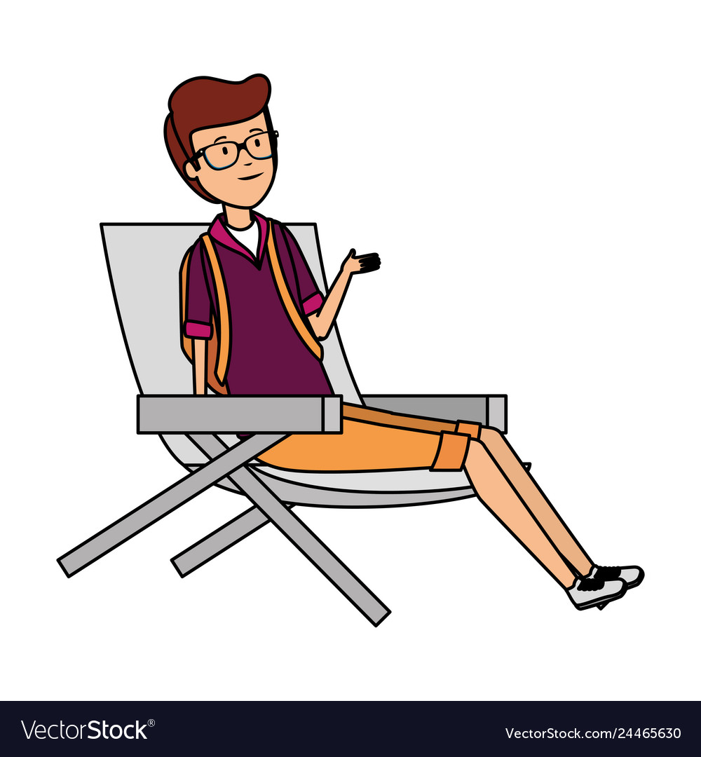 Tourist man sitting in chair character Royalty Free Vector