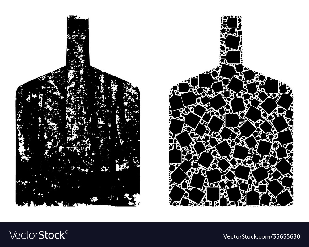 Wide bottle icon fractal mosaic and grunge