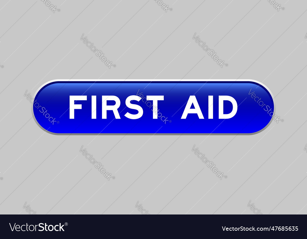 Blue color capsule shape button with word first vector image Blue color capsule shape button with word first