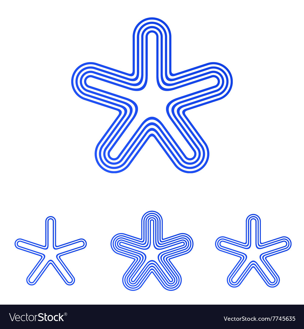 Blue line star logo design set