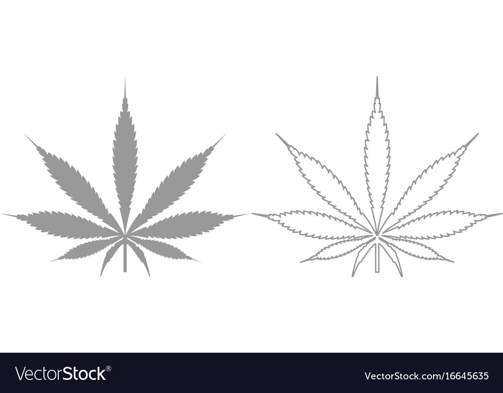 Cannabis marijuana leaf grey set icon Royalty Free Vector