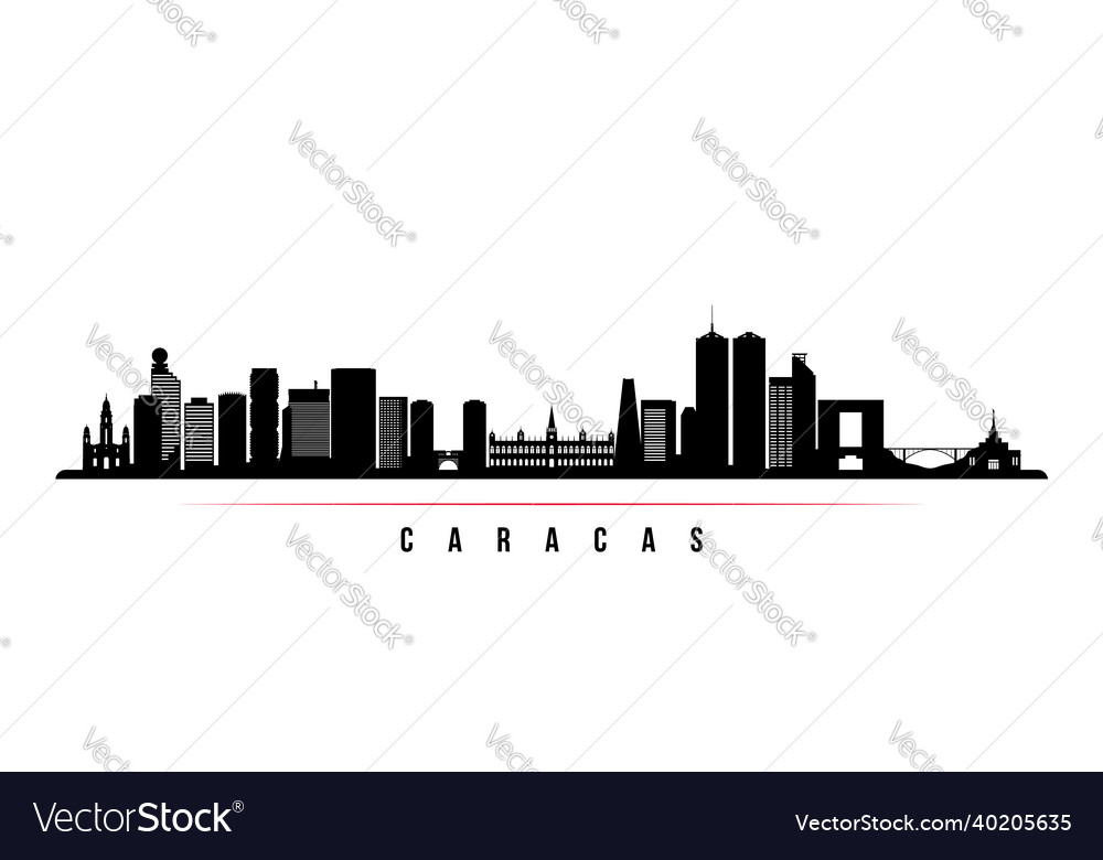 Caracas skyline horizontal banner black and white