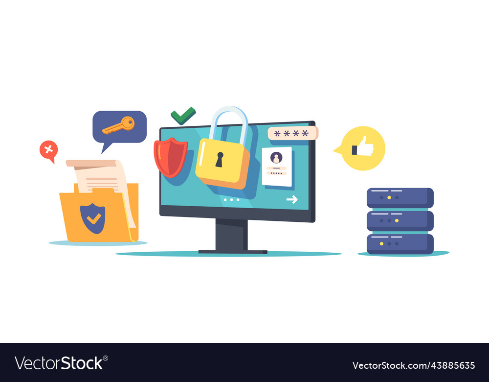 Computer security privacy data protection vector image Computer security privacy data protection