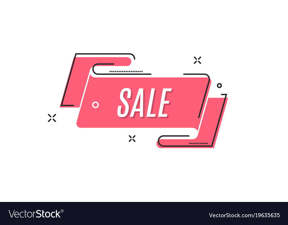 Flat linear promotion ribbon banner scroll price Vector Image