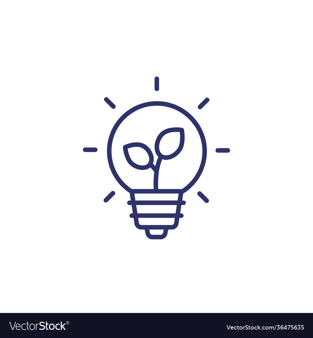 Light bulb and plant line icon