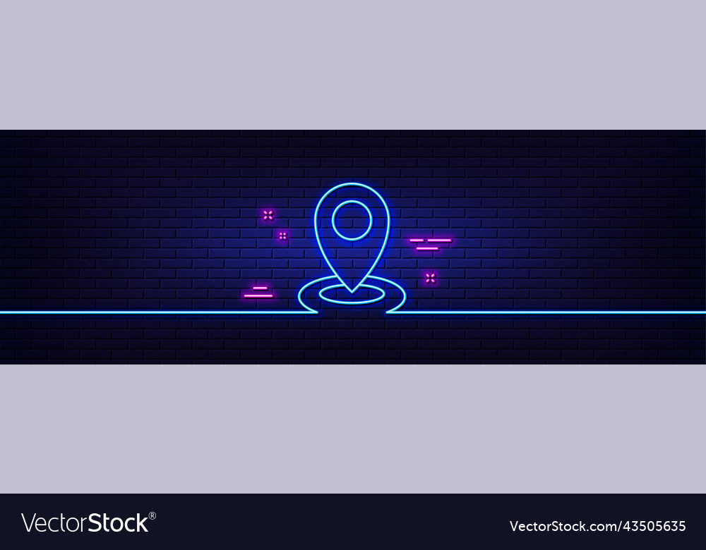 Location line icon map pointer sign neon light