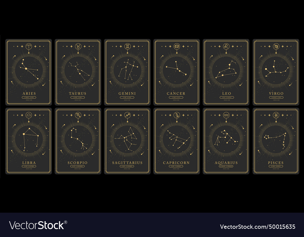 Magic cards with astrology zodiac constellations Vector Image