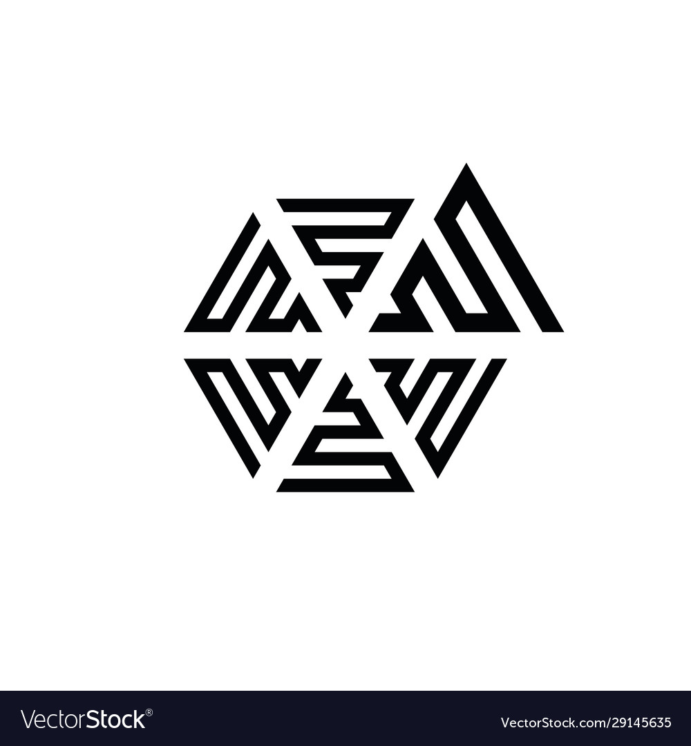 Multiple triangles inside hexagon glyph icon