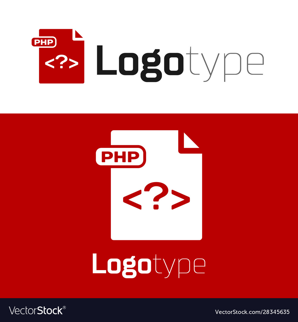 Red php file document download button icon Vector Image Red php file document download button icon