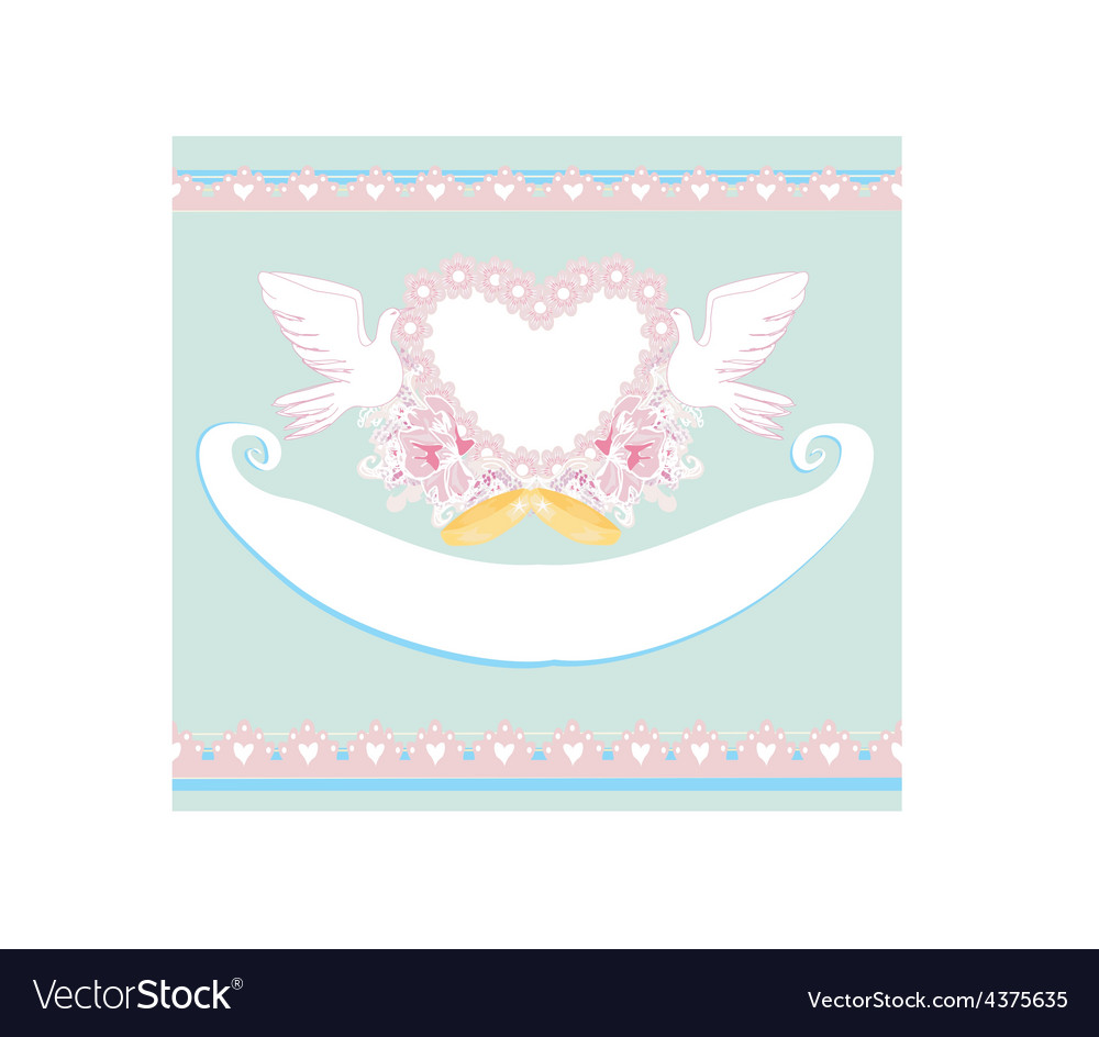 Romantic card with love birds - wedding invitation