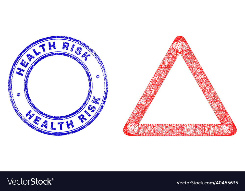Scratched health risk seal and net irregular mesh vector image Scratched health risk seal and net irregular mesh