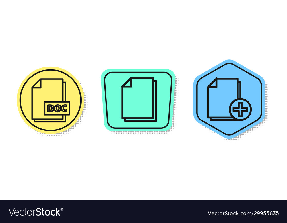 Set line doc file document and add new vector image Set line doc file document and add new