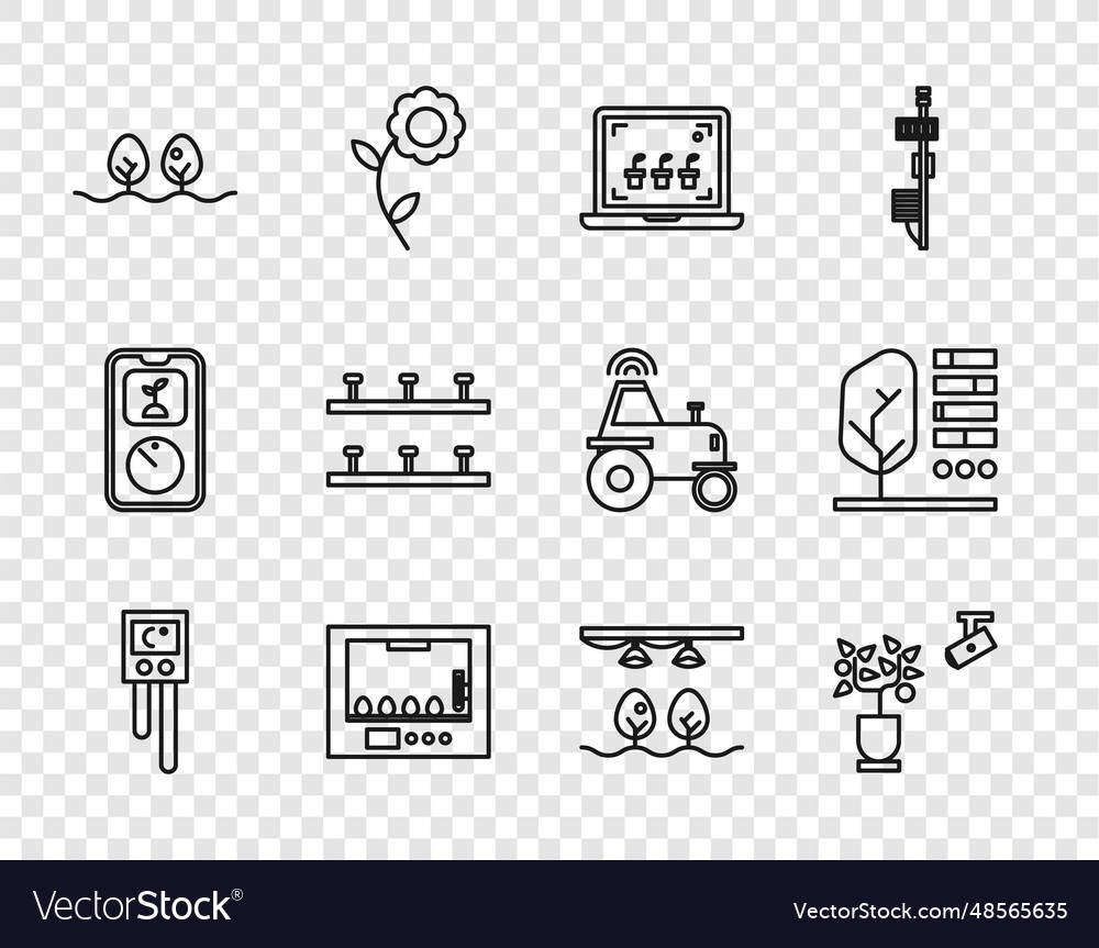 Set line temperature and humidity sensor smart vector image Set line temperature and humidity sensor smart