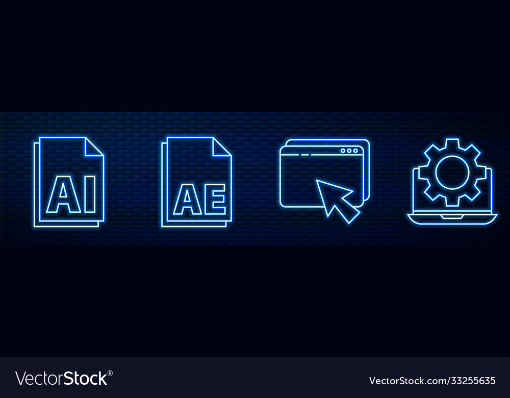 Set line web design and development ai file