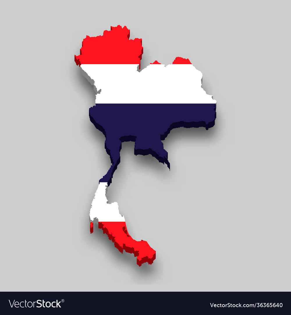 3D Isometric Thailand Karte mit Flagge