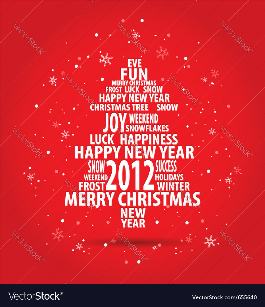 abstract christmas card with tree of season words vector image words christmas card