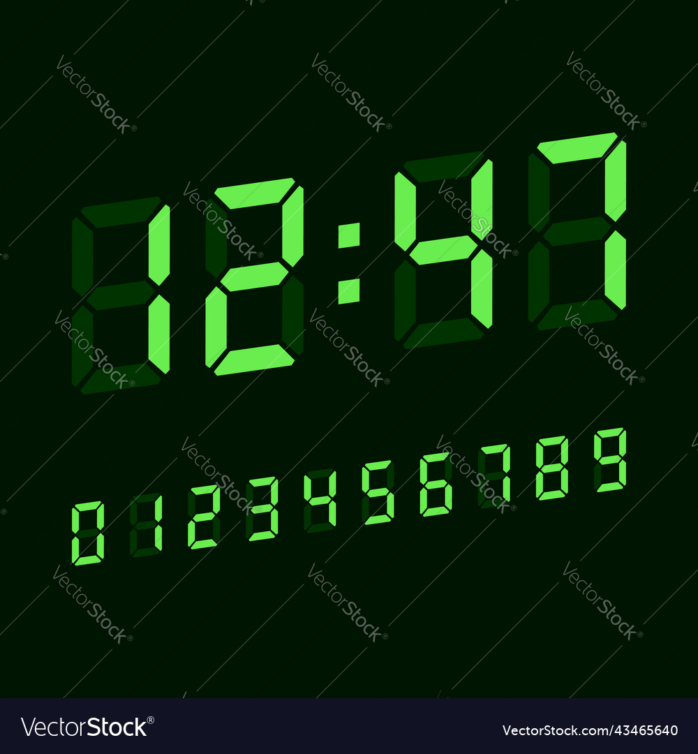 Digital clock number icon in flat style lcd watch Vector Image