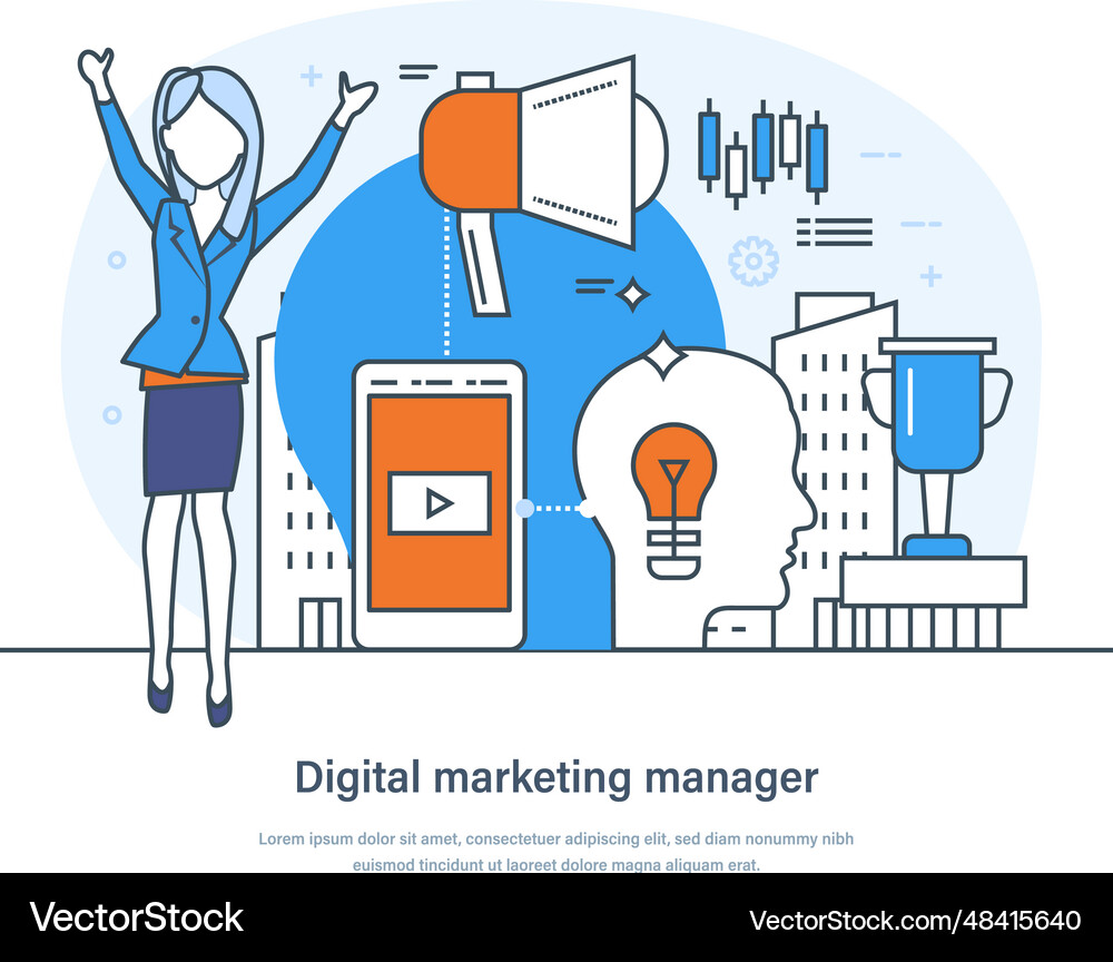 Digital marketing manager specialist working Vector Image