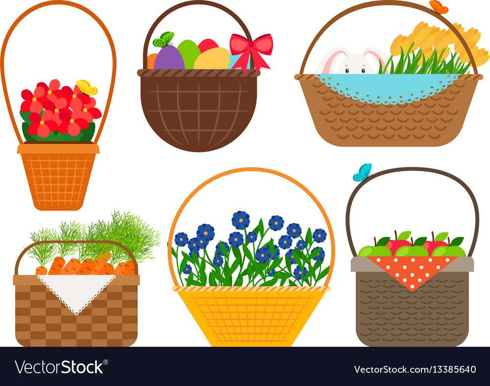 Easter baskets collection vector image Easter baskets collection