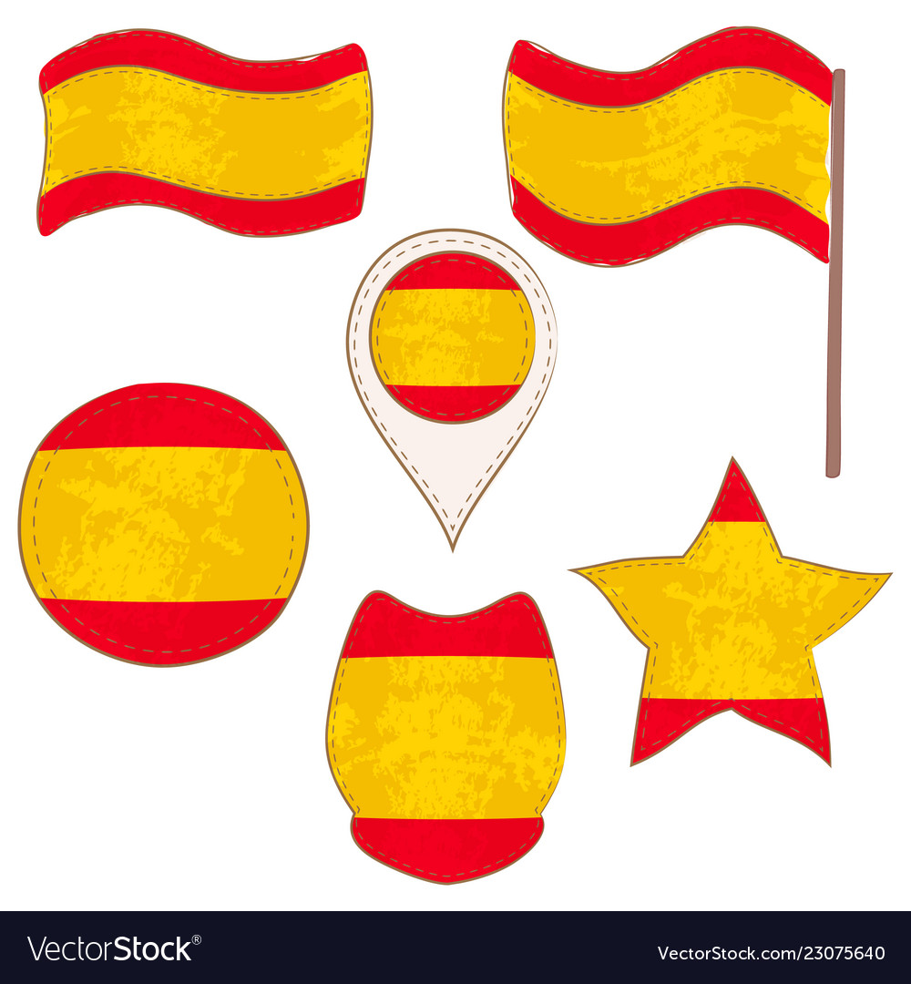 Flag of the spain performed in defferent shapes vector image Flag of the spain performed in defferent shapes
