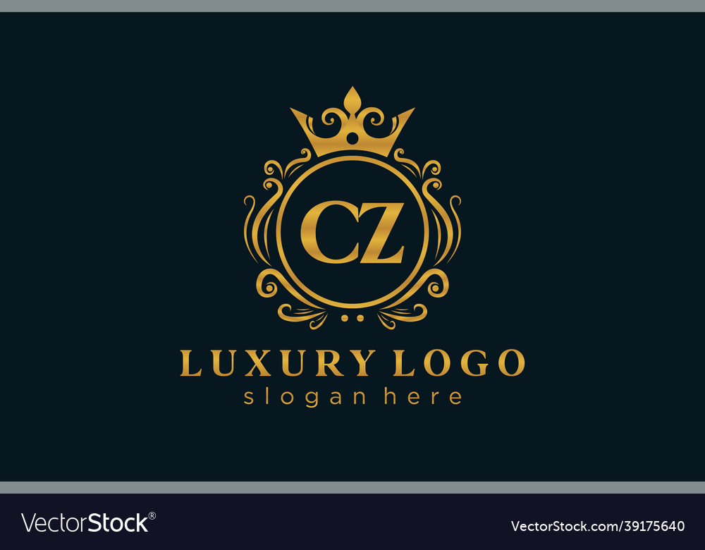 Initial cz letter royal luxury logo template Vector Image