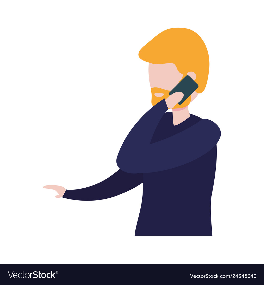 Man with smartphone avatar character vector image Man with smartphone avatar character