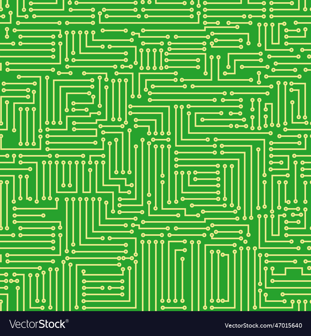 Pattern with a microcircuit on green background vector image Pattern with a microcircuit on green background