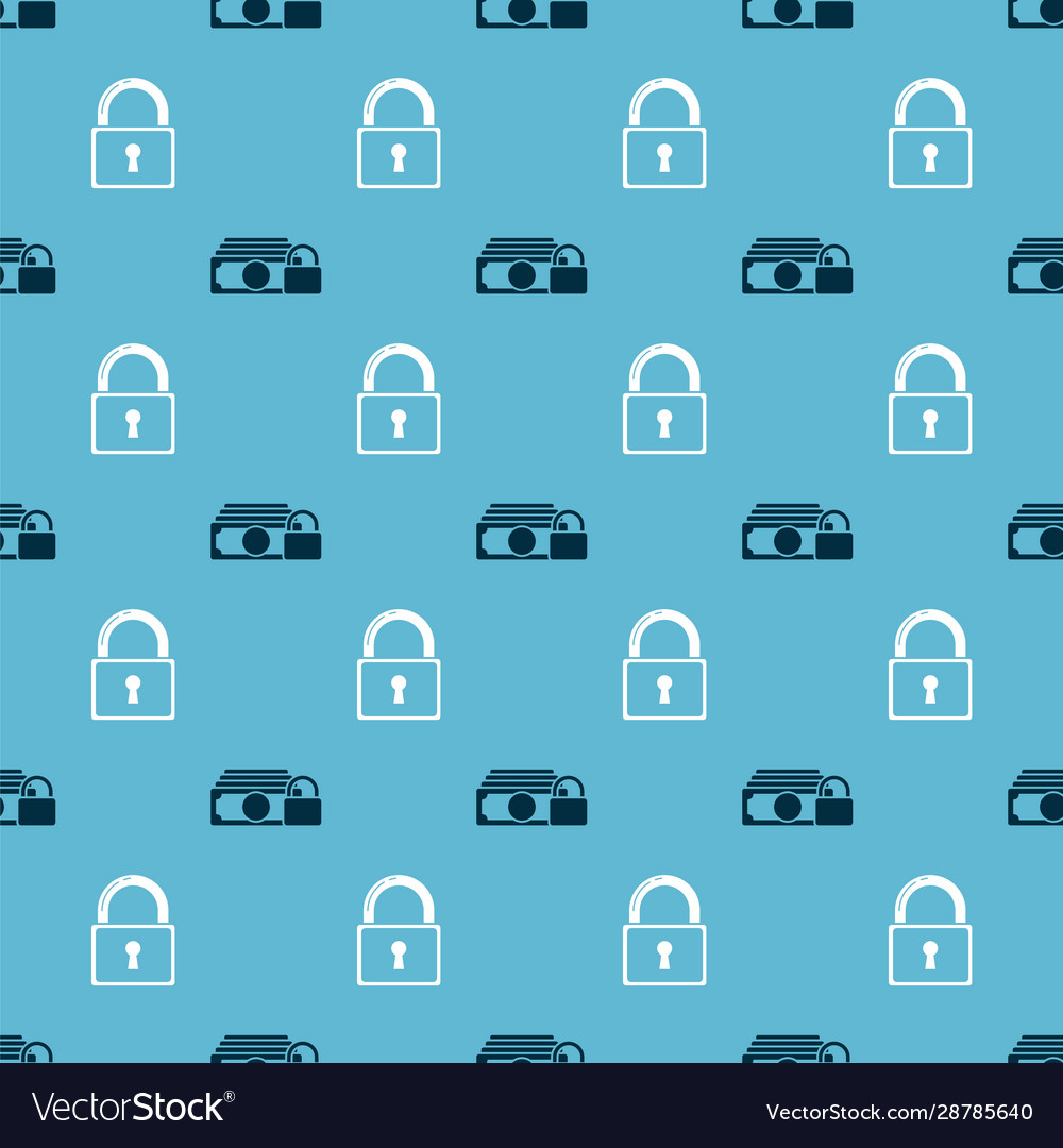 Set money with lock and on seamless pattern vector image Set money with lock and on seamless pattern