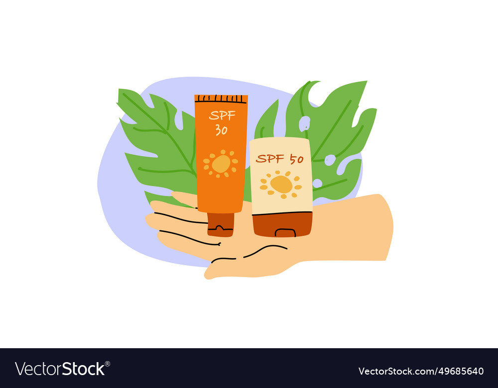 Set of cosmetic backgrounds with sun protection Vector Image