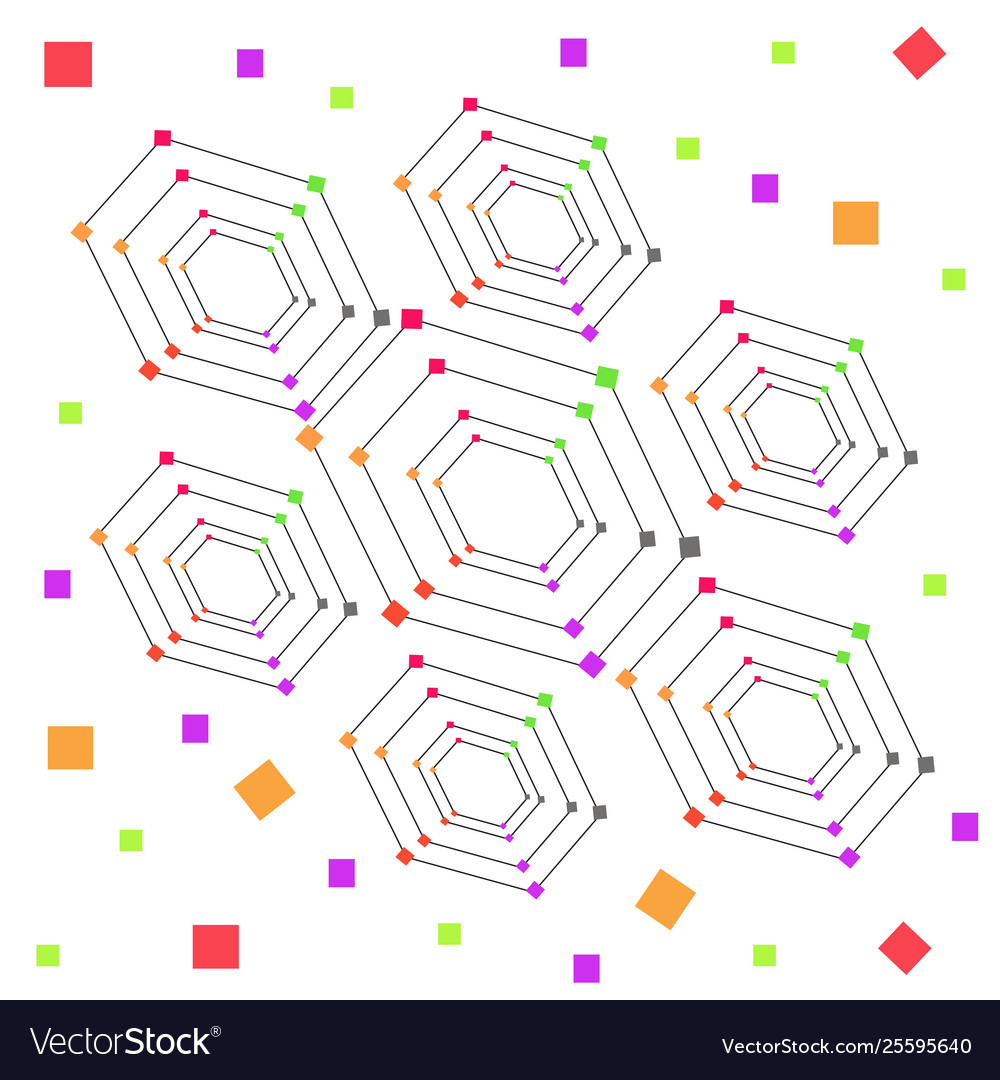 Six pointed hexagon concentric pattern on white vector image Six pointed hexagon concentric pattern on white