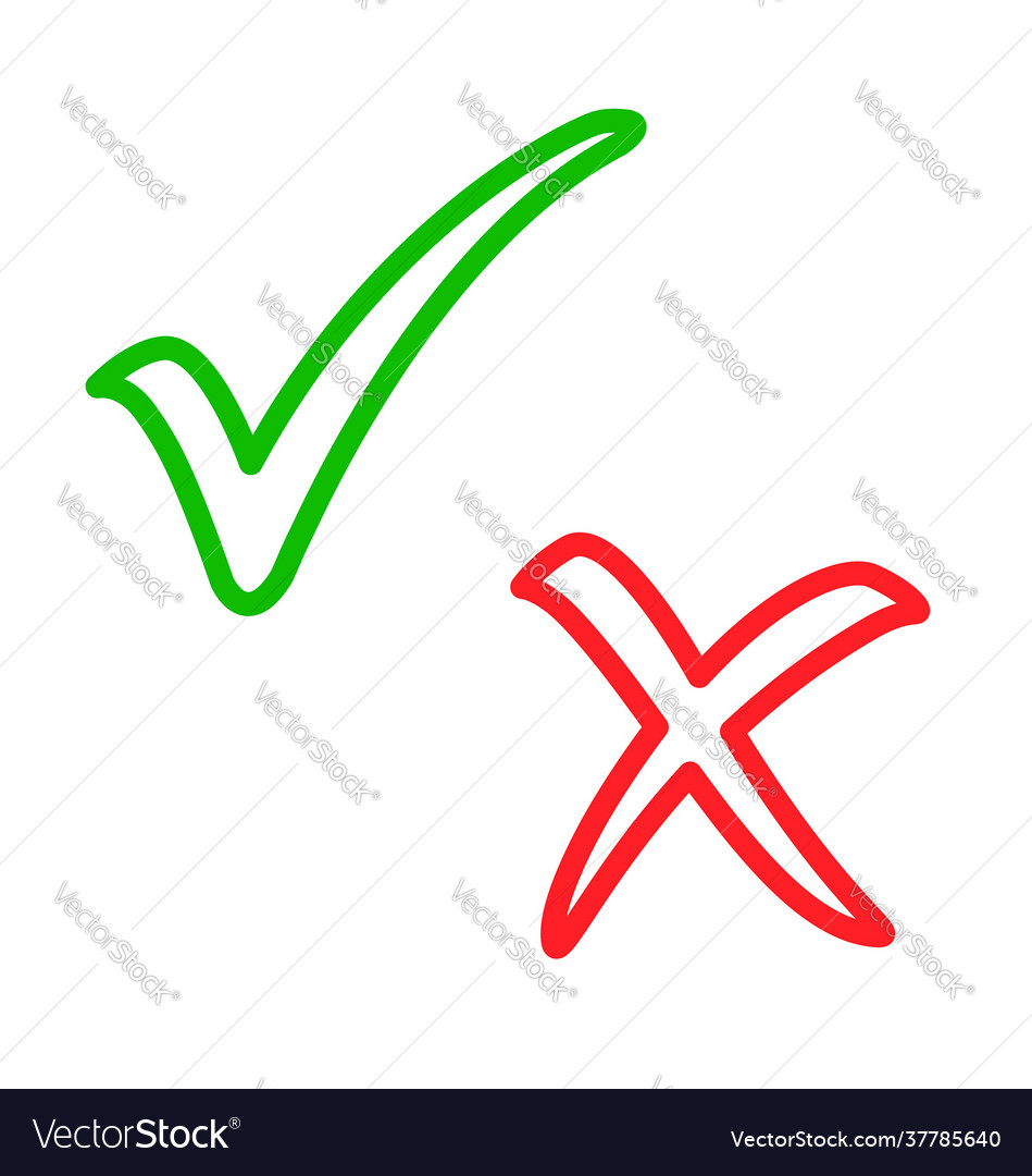 Check mark and cross Royalty Free Vector Image