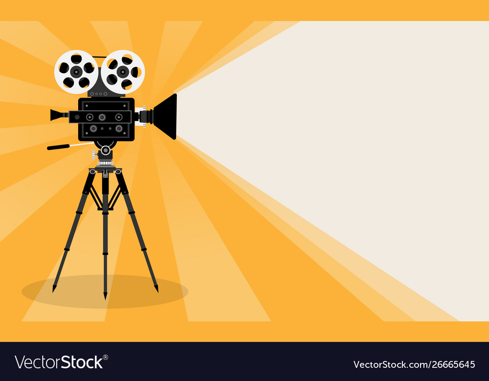 Card with camera on tripod and place for text vector image Card with camera on tripod and place for text
