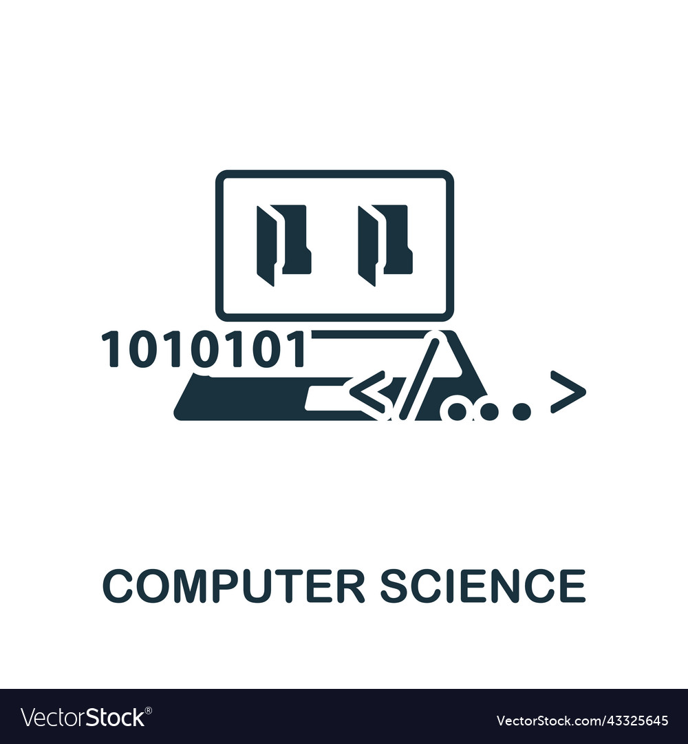 Computer science icon monochrome simple line data vector image Computer science icon monochrome simple line data