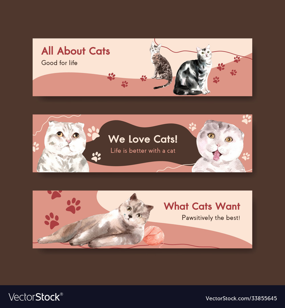 Cute cats banner template design for advertise Vector Image