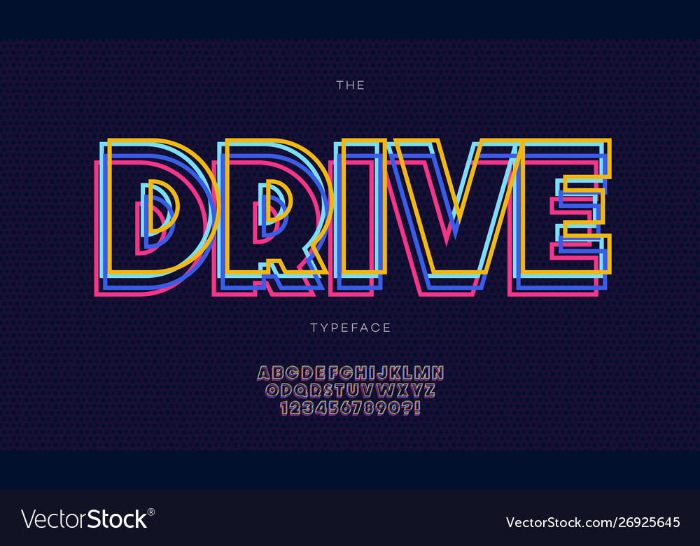Drive Font Neon Line Style Royalty Free Vector Image