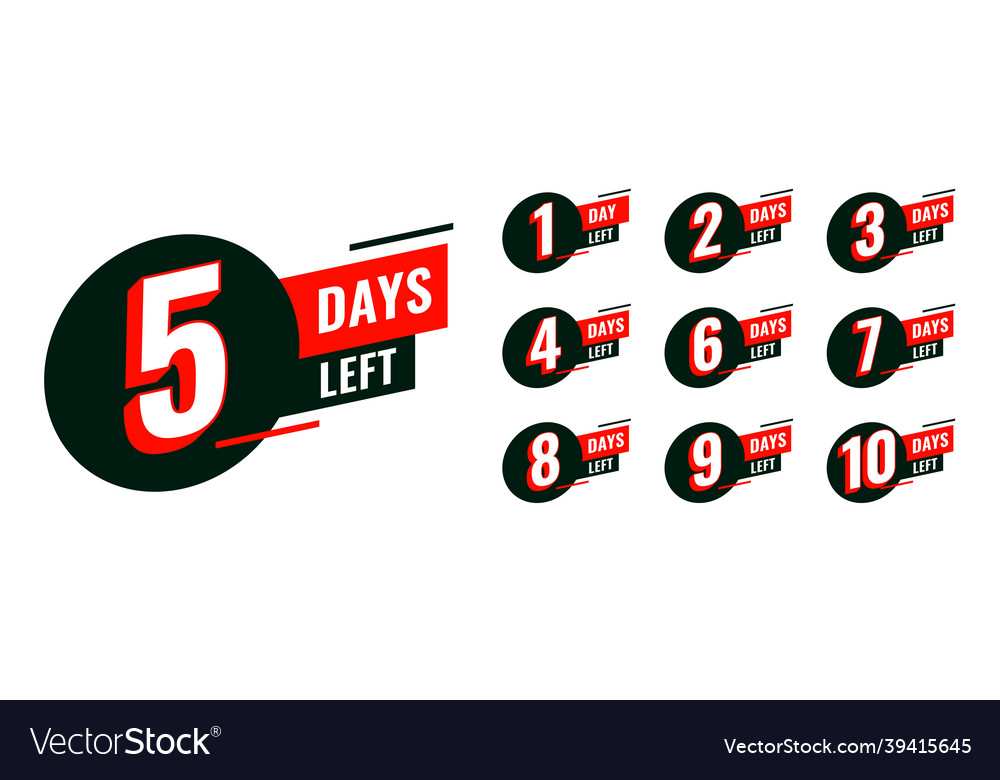 Flat countdown timer with number of days left