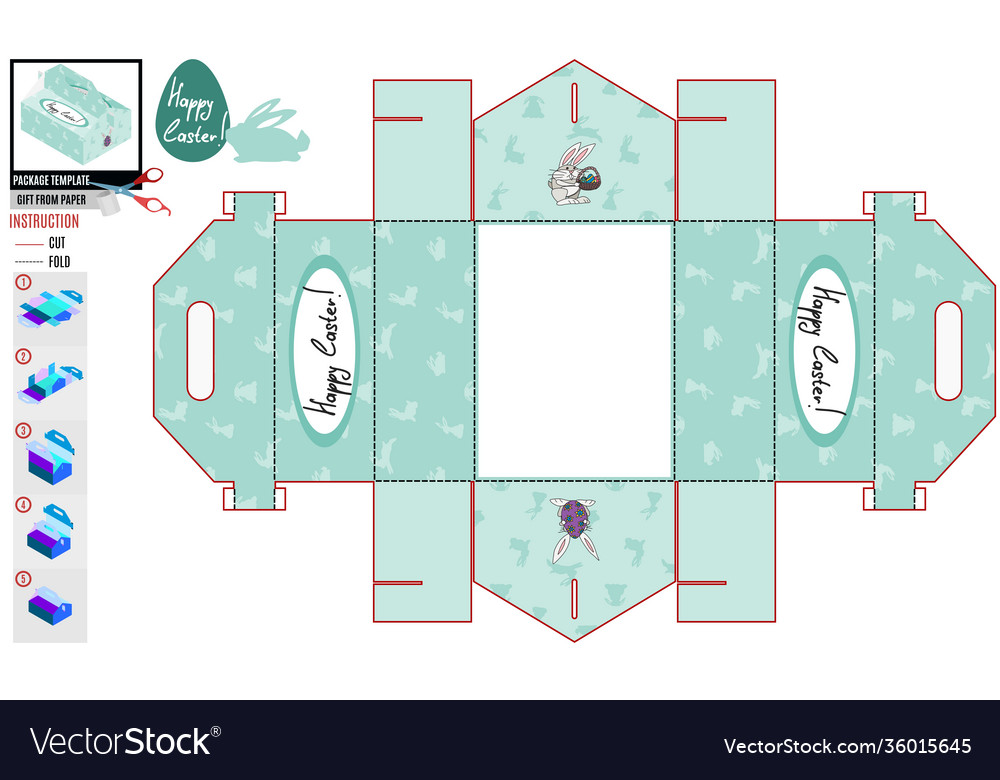 Grüne Box Vorlage für Osterkaninchen und Korb