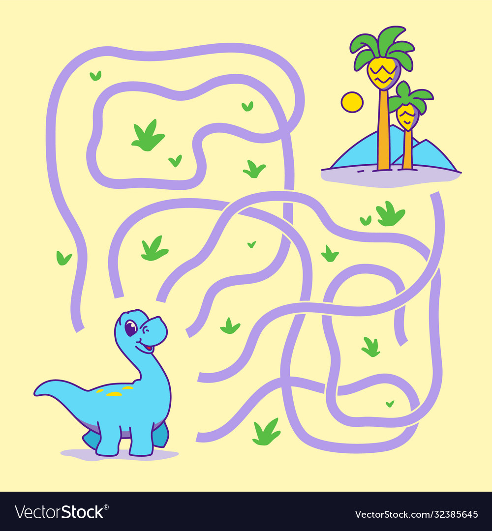 Help cute dino find right path to palm