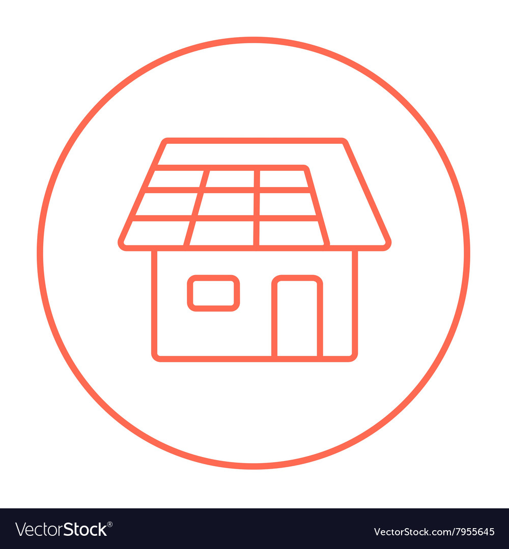 House with solar panel line icon