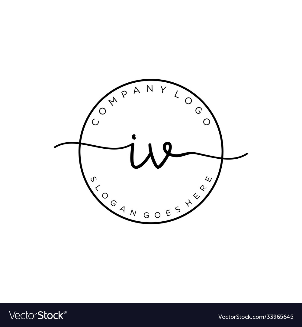 Initial iv handwriting logo with circle template