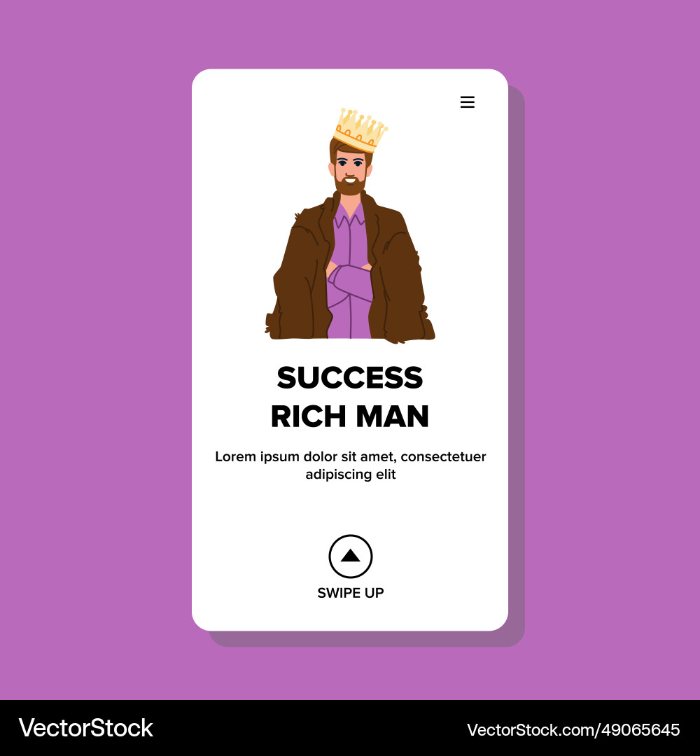 Investment success rich man Royalty Free Vector Image