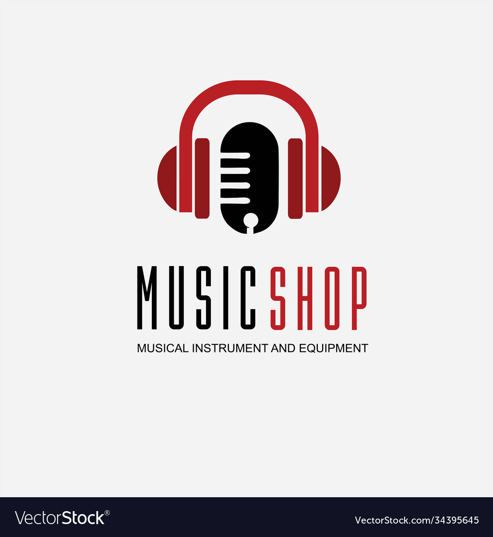 Music shop logo concept Royalty Free Vector Image