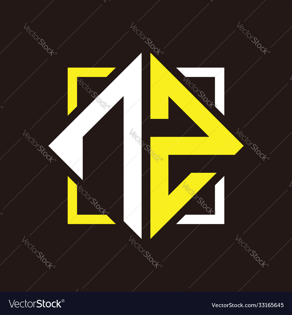 N z initials quadrangle monogram with square