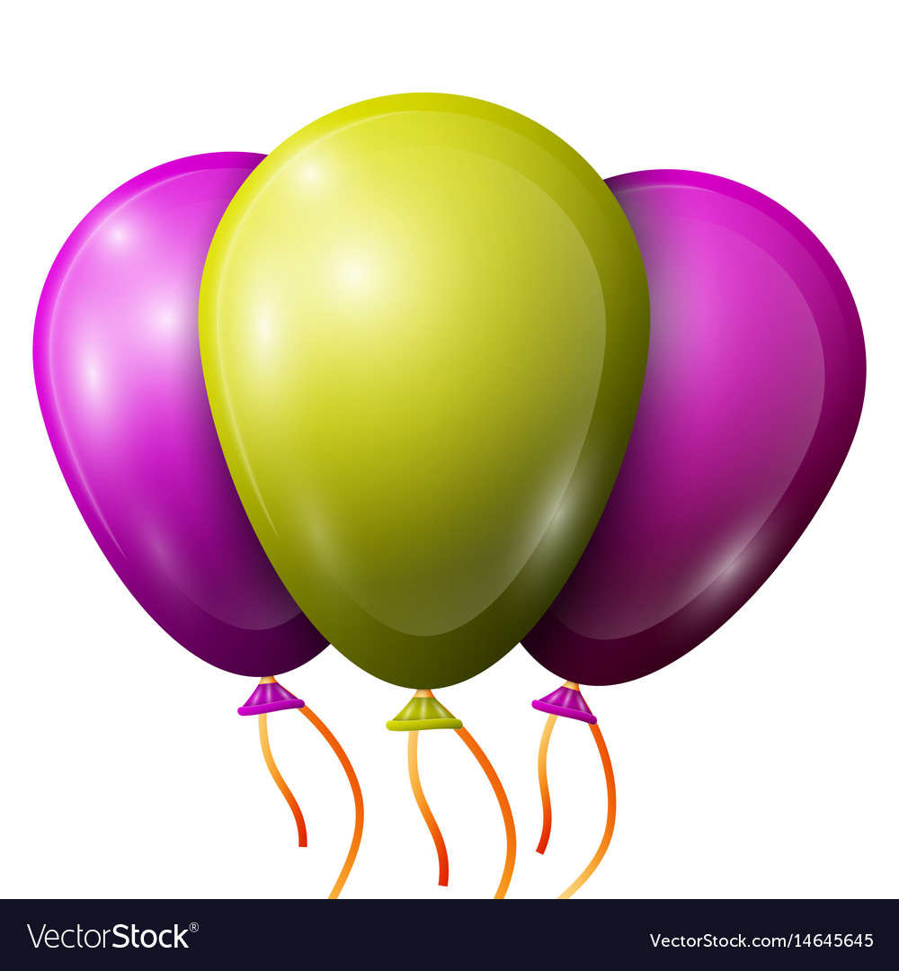 Realistic purple brown balloons with ribbons Vector Image