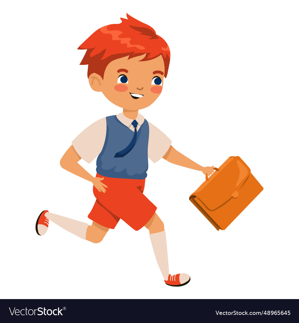 Red head boy suitcase character Royalty Free Vector Image