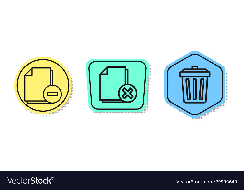 Set line document with minus delete file vector image Set line document with minus delete file