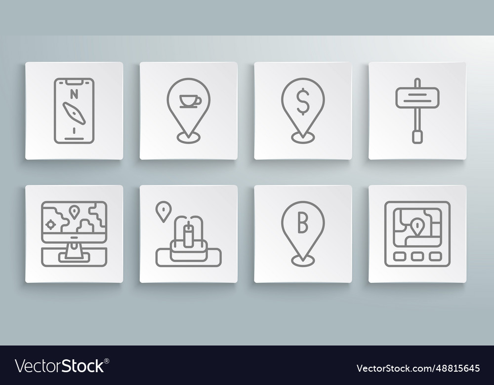 Set line monitor with location marker vector image Set line monitor with location marker