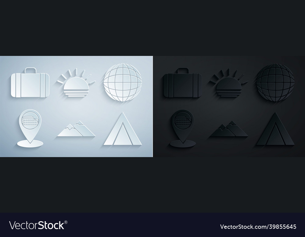 Set mountains earth globe map pointer vector image Set mountains earth globe map pointer