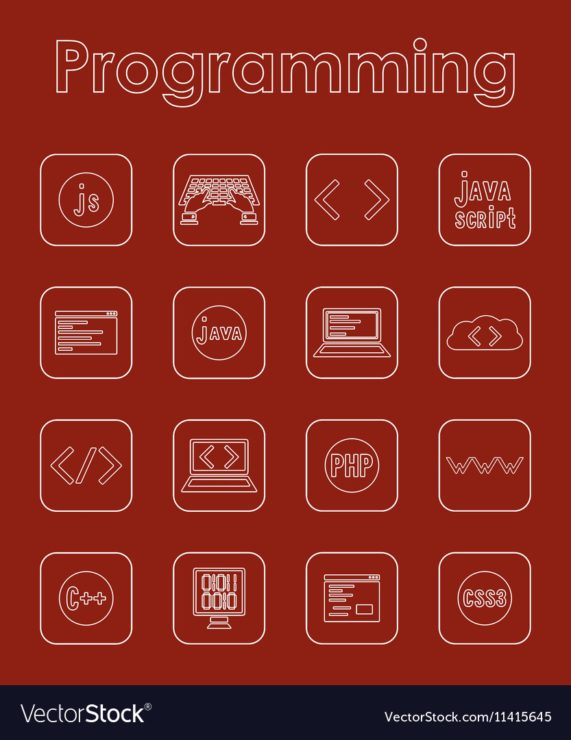 Set of programming simple icons