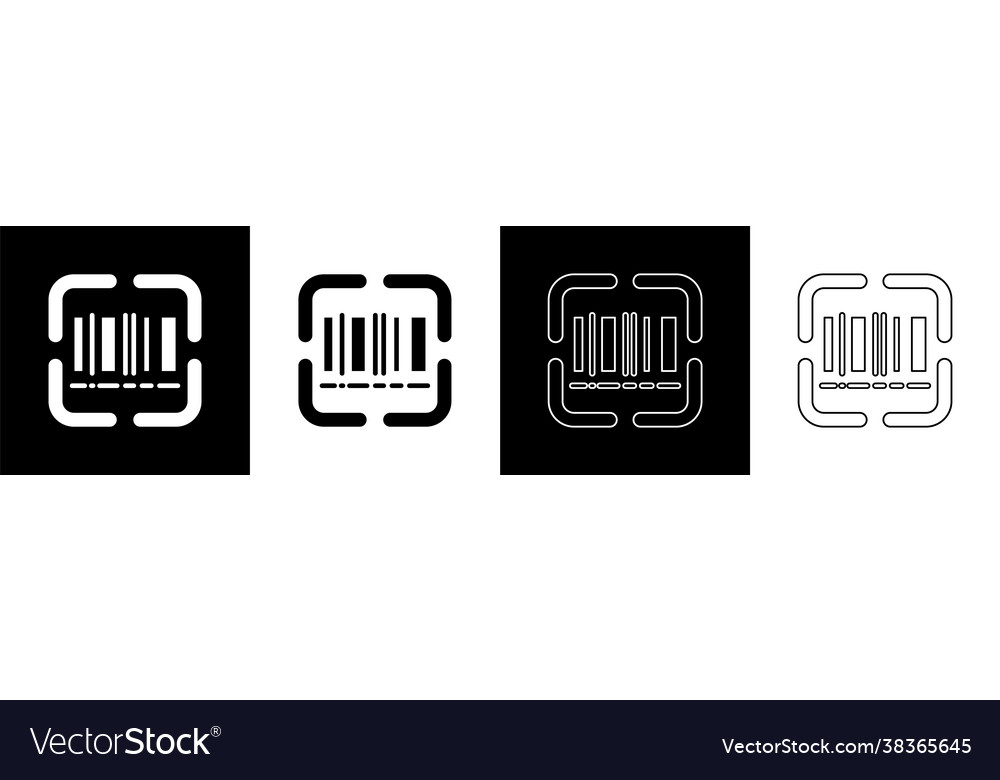 Set scanner scanning bar code icon isolated vector image Set scanner scanning bar code icon isolated